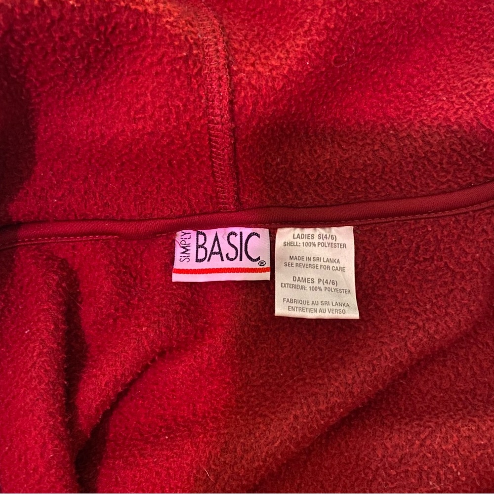 Simply Basic Red Fleece Zip Up size S - Picture 3 of 3